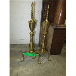 2 Brass fireplace decorations