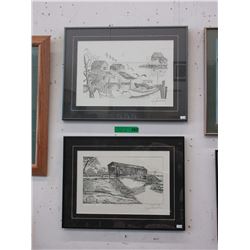2 Lloyd Nowlan pencil signed prints