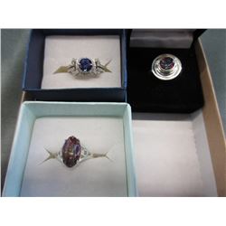 3 Sterling Silver Estate Rings set with Gemstones