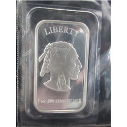 Buffalo/ Indian Motif Silver Art Bar