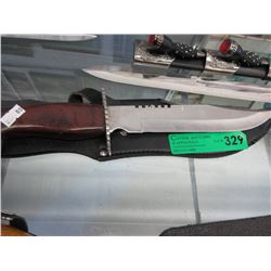 Wood handled stainless steel knife with sheath