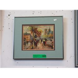 Framed print of a European street theme
