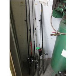 6 Fishing rods with reels - used