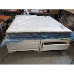 New - King size storage bed frame - white