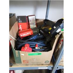 Box of tool accessories & Hilti gas