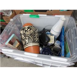 Tote of used household goods - some vintage