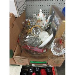 Box lot of household glass & china