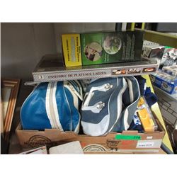2 Used bowling balls, blanket & new toy