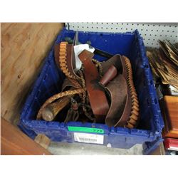 Leather bandolier, knives & more