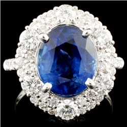 18K Gold 5.60ct Sapphire & 1.44ctw Diamond Ring