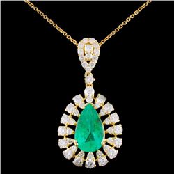 18K Gold 2.06ct Emerald & 1.41ctw Diamond Pendant