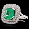 Image 2 : 14K White Gold 2.50ct Emerald & 1.26ct Diamond Rin