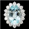 Image 1 : 14K White Gold 8.79ct Paraiba & 3.05ct Diamond Rin