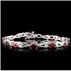 Image 1 : 14K White Gold 6.20ct Garnet & 0.32ct Diamond Brac