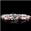 Image 2 : 14K White Gold 6.20ct Garnet & 0.32ct Diamond Brac