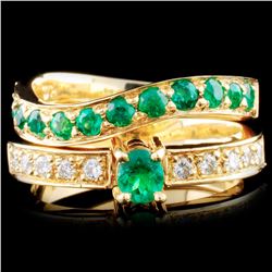 18K Gold 0.73ctw Emerald & 0.20ctw Diamond Ring