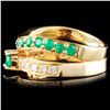 Image 3 : 18K Gold 0.73ctw Emerald & 0.20ctw Diamond Ring
