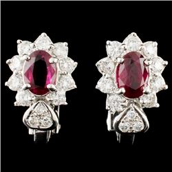 18K Gold 1.62ctw Ruby & 1.02ctw Diamond Earrings