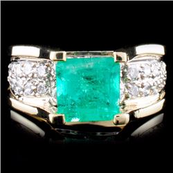 14K Gold 1.26ct Emerald & 0.50ctw Diamond Ring