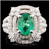 Image 1 : 14K Gold 1.26ct Emerald & 1.28ctw Diamond Ring