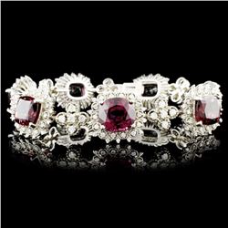 14K Gold 35.83ct Garnet & 2.72ctw Diamond Bracelet