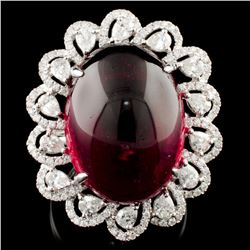 18K Gold 25.37ct Rubellite Tourmaline & 1.60ctw Di