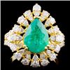 Image 1 : 18K Gold 2.12ct Emerald & 1.68ctw Diamond Ring