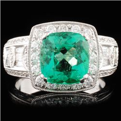 18K Gold 2.31ct Emerald & 1.10ctw Diamond Ring