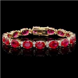 `14k Gold 36.23ct Ruby 1.50ct Diamond Bracelet