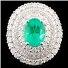 Image 1 : 18K Gold 2.27ct Emerald & 2.40ctw Diamond Ring