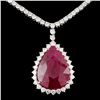 Image 1 : 18K Gold 21.25ct Ruby & 4.70ctw Diamond Necklace