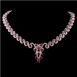 14K Gold 26.96ct Ruby & 3.40ctw Diamond Necklace