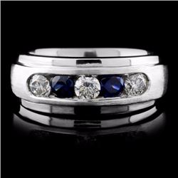 Solid Platinum 0.52ct Sapphire & 0.67ct Diamond Ri