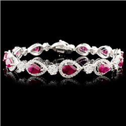 18K Gold 6.25ctw Ruby & 2.60ctw Diamond Bracelet