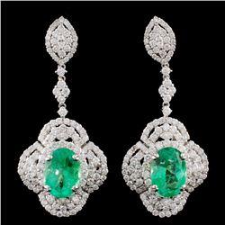 18K Gold 5.74ctw Emerald & 4.31ctw Diamond Earring