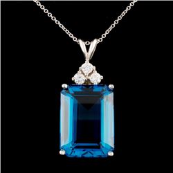 14K Gold 15ct Topaz & 0.24ctw Diamond Pendant