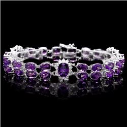 `14k Gold 31ct Amethyst 1.40ct Diamond Bracelet