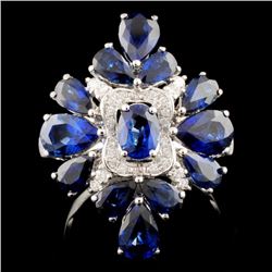 18K Gold 4.95ct Sapphire & 0.34ct Diamond Ring