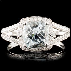 14K Gold 1.43ct Aquamarine & 0.33ctw Diamond Ring