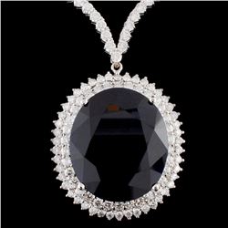 18K Gold 50.27ct Sapphire & 7.68ctw Diamond Neckla