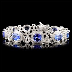 14K Gold 13.09ct Tanzanite & 1.77ct Diamond Bracel