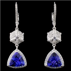 18K Gold 3.84ct Tanzanite & 0.73ct Diamond Earring