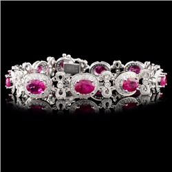 18K Gold 10.70ct Ruby & 1.74ct Diamond Bracelet