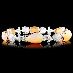 18K Gold 14.24ct Opal 2.23ctw Diamond Bracelet