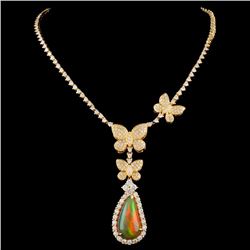 18K Gold 3.72ct Opal & 3.03ctw Diamond Necklace