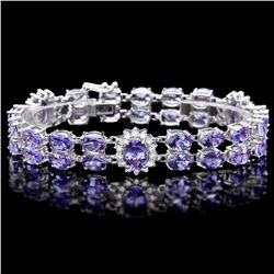 `14k Gold 29ct Tanzanite 1.40ct Diamond Bracelet