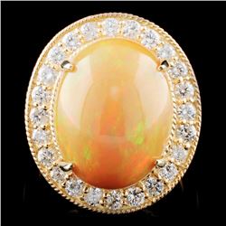 14K Gold 8.57ct Opal & 1.32ctw Diamond Ring