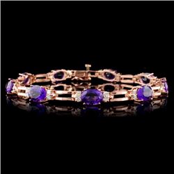 14K Gold 9.60ct Amethyst & 1.08ct Diamond Bracelet