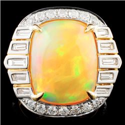 18K Gold 8.39ct Opal & 1.55ctw Diamond Ring