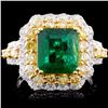 Image 1 : 18K Gold 2.76ct Emerald & 1.27ctw Diamond Ring